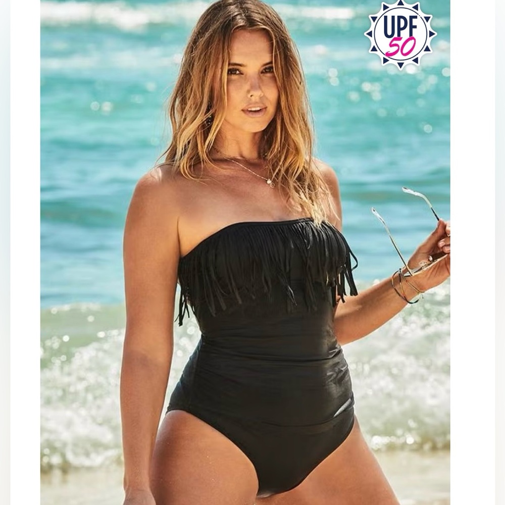 Trop Culture FRINGE BANDEAU ONE PIECE SWIMSUIT- can be worn staples